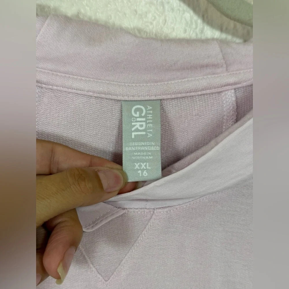 Athleta Girl Light Pink Long Sleeve Athletic Gym Pullover Hooded Sweatshirt XXL - Picture 3 of 15